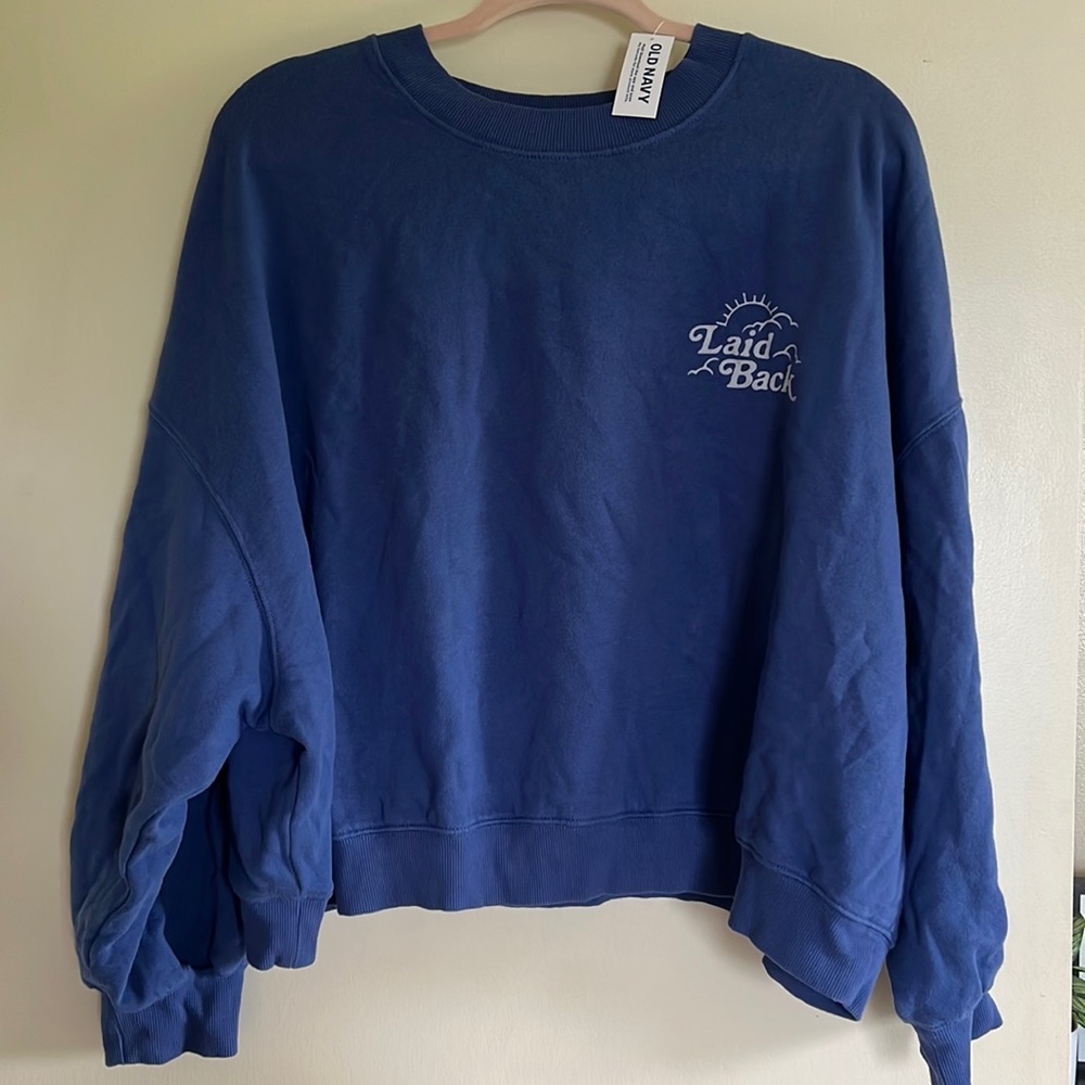 blue cropped sweatshirt